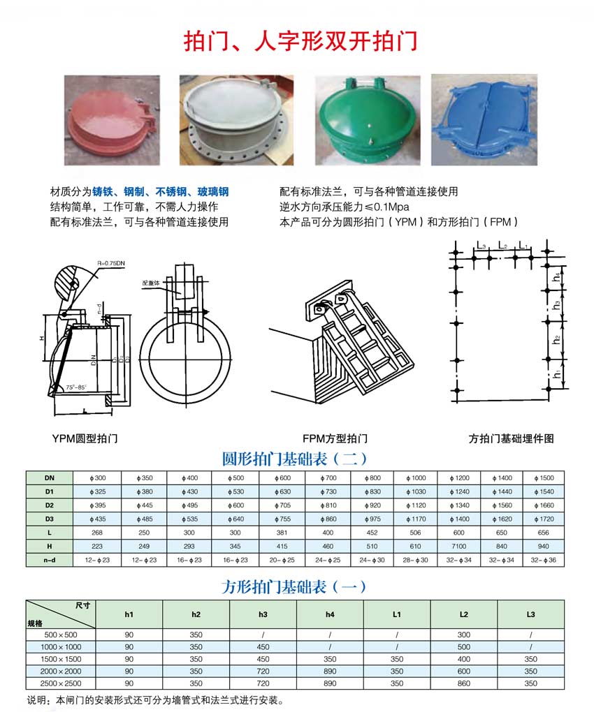 拍门人字形拍门